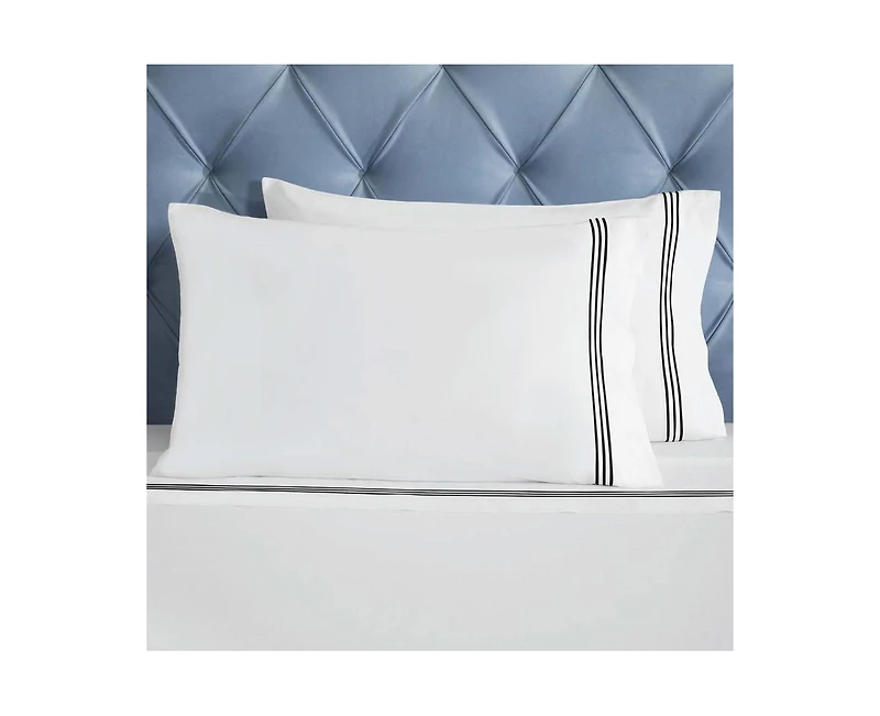 Superior Brandon Cotton Three-Line Embroidered Deep Pocket Bed Sheet Set