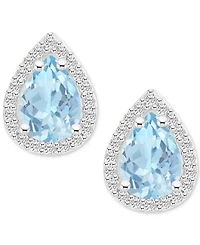 Amethyst (1-1/3 ct. t.w.) & Lab Grown White Sapphire (1/4 Stud Earrings 10k Gold (Also Additional Gemstones)