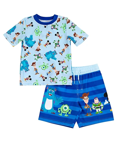 Toy Story Baby Boys Monsters Inc. Rash Guard and Swim Trunks Outfit