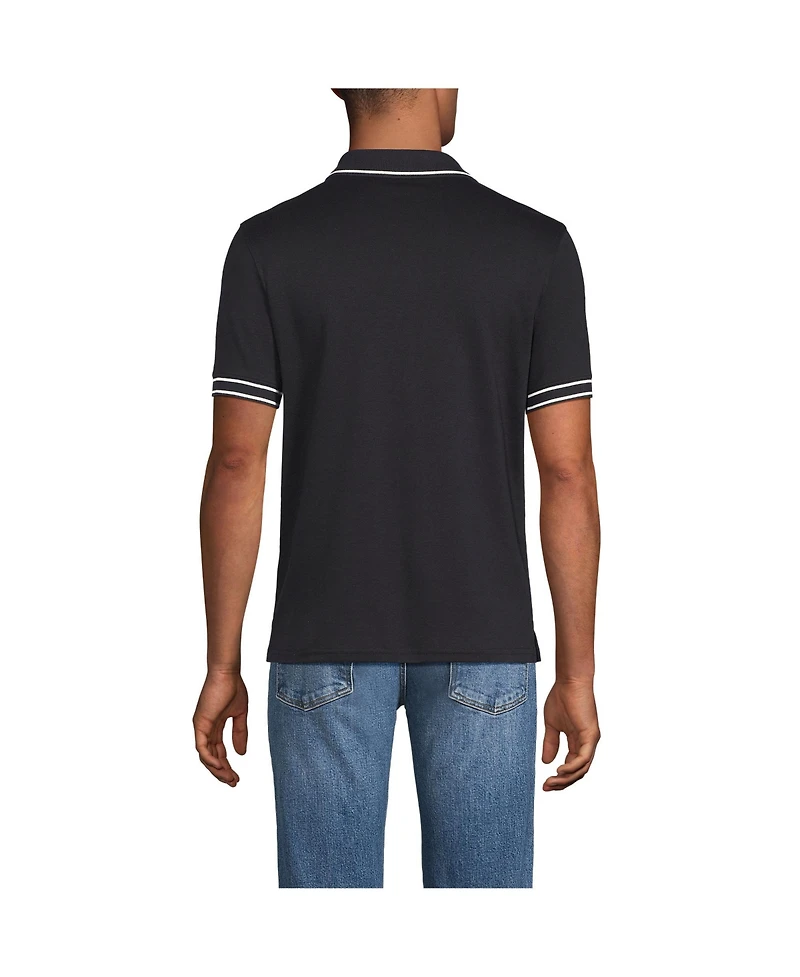 Lands' End Men's Short Sleeve Tipped Welt Pocket Supima Polo