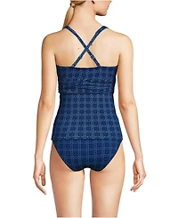 Lands' End Women's Long V-Neck Plunge X Back Tankini Top