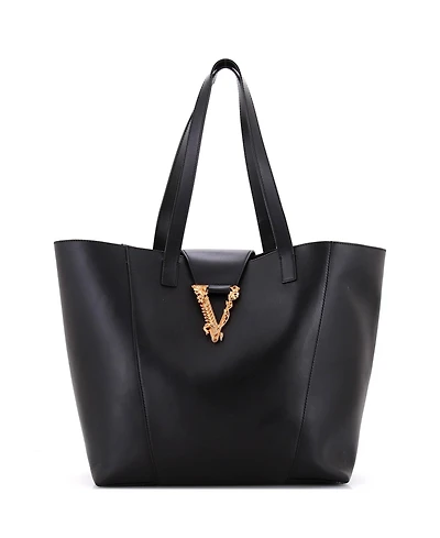 Pre-Owned Versace Medium Virtus Open Shopping Tote Leather
