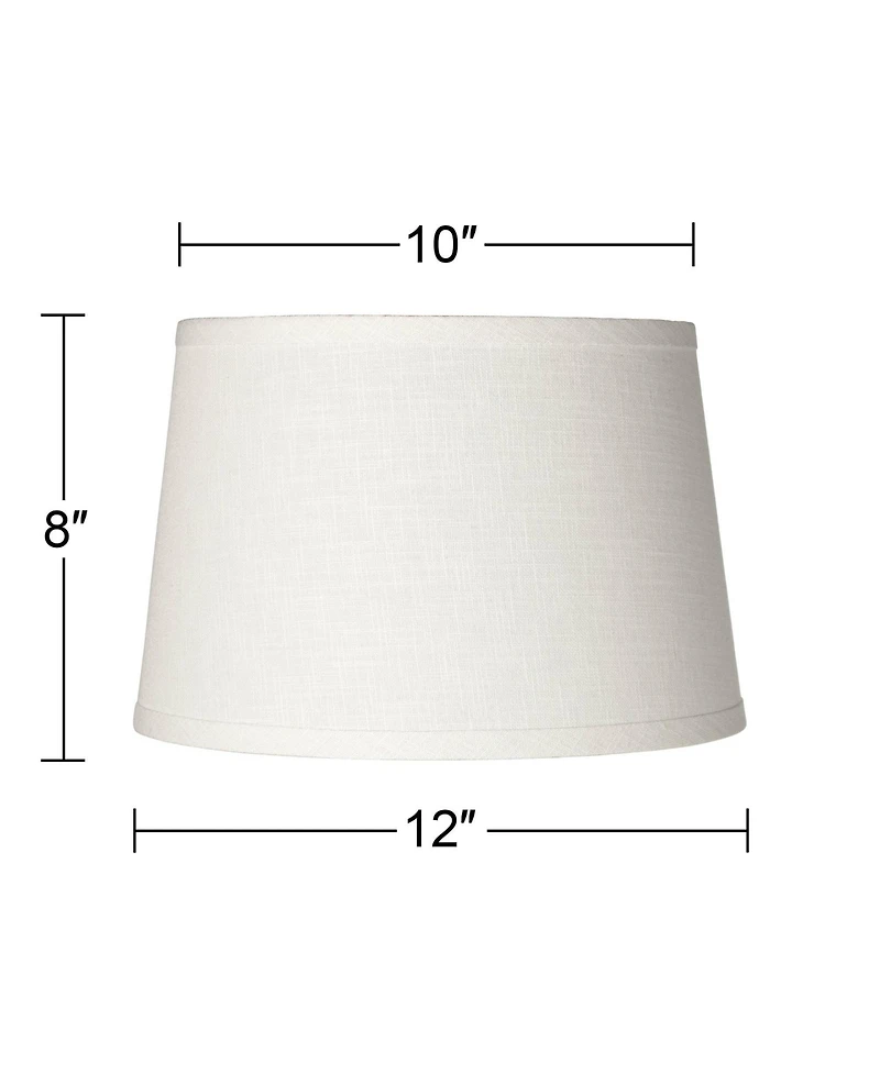 Springcrest White Linen Small Drum Lamp Shade 10" Top x 12" Bottom x 8" High (Spider) Replacement with Harp and Finial