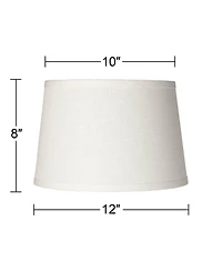 Springcrest White Linen Small Drum Lamp Shade 10" Top x 12" Bottom x 8" High (Spider) Replacement with Harp and Finial