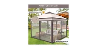 11 x 11 Feet 2-Tier Pop-Up Gazebo Tent Portable Canopy Shelter Carry Bag Mesh