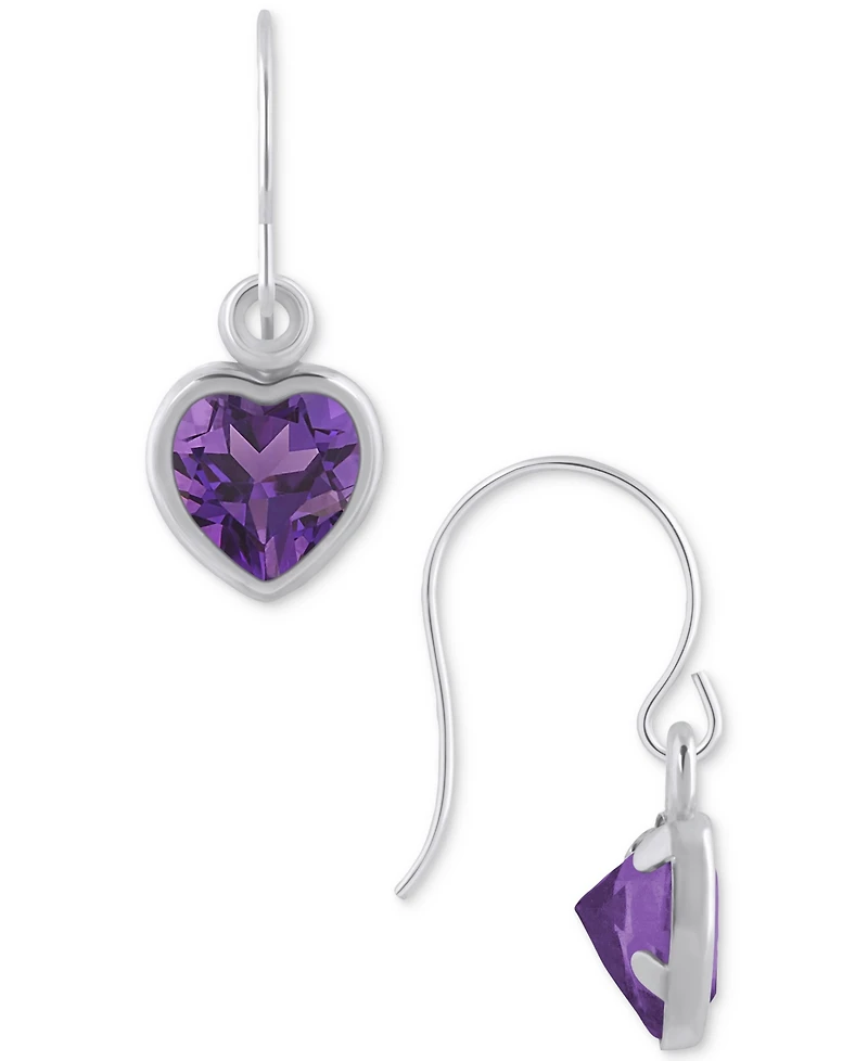 Gemstone Heart Drop Earrings 10k Yellow Gold (also White Gold)