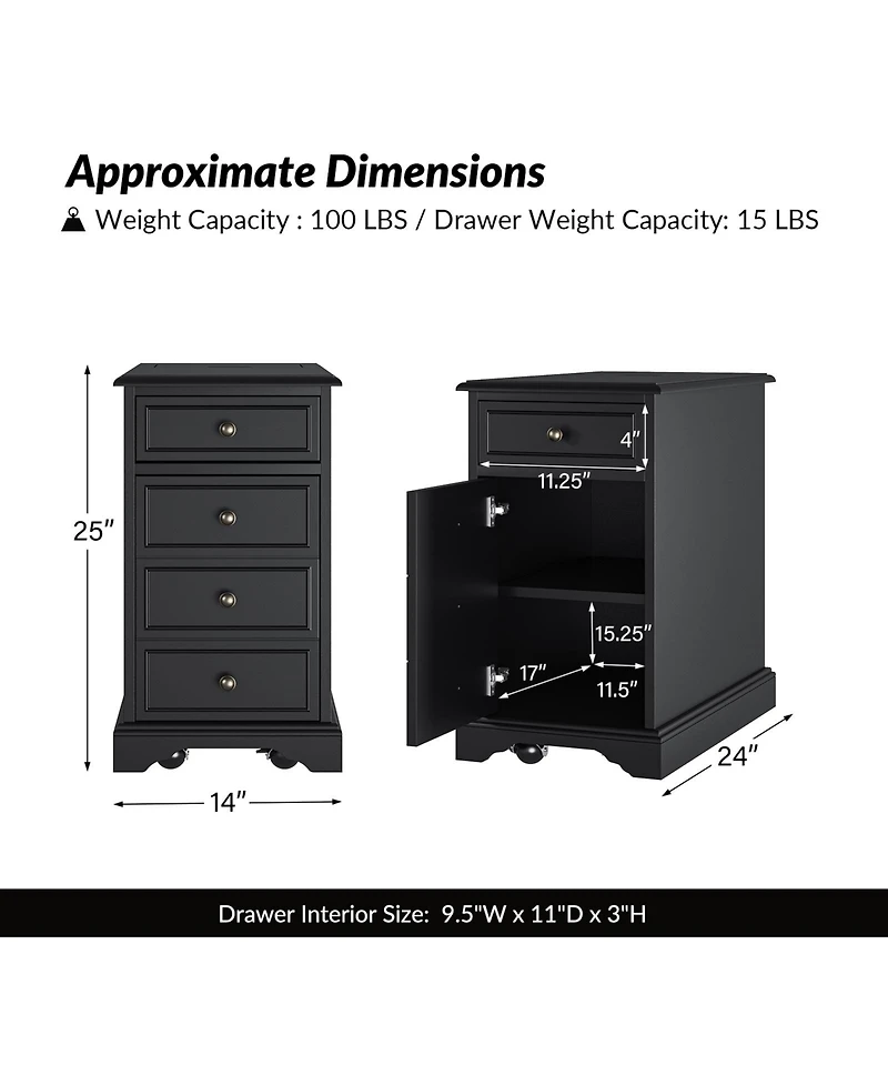 Traditional Mattew End Table with Storage and Built-In Outlets