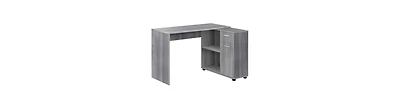 Modern 34" L-Shape Grey Desk Space-Saving Home Office Desk with Storage Drawers