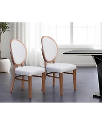 Set of Two Classic King Louis Back Dining Chairs with Fabric Upholstery
