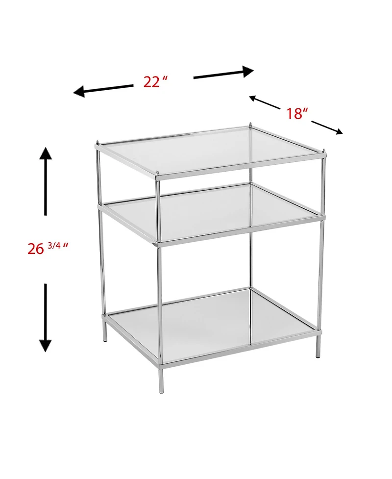 End Table with Glass Top and Mirrored Shelf for Modern Home Decor