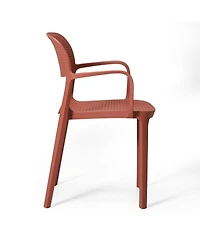 Outdoor Stackable Plastic Resin Patio Dining Armchair (Set of 2)