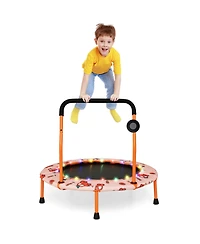 36 Inch Mini Trampoline with Colorful Led Lights and Bluetooth Speaker