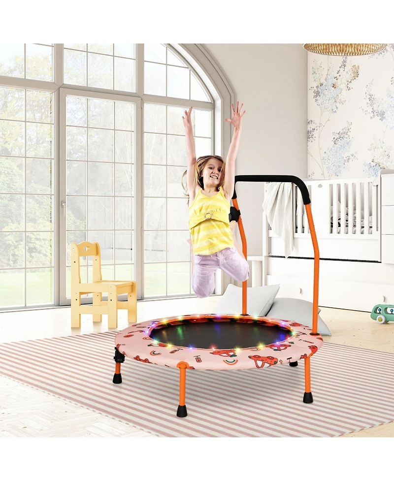 36 Inch Mini Trampoline with Colorful Led Lights and Bluetooth Speaker
