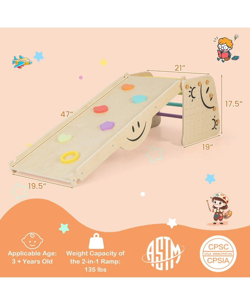 Wooden Climbing Toy Triangle Climber Set with Seesaw