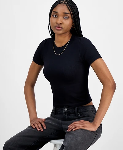 Hippie Rose Juniors' Seamless Crewneck Ribbed Tee