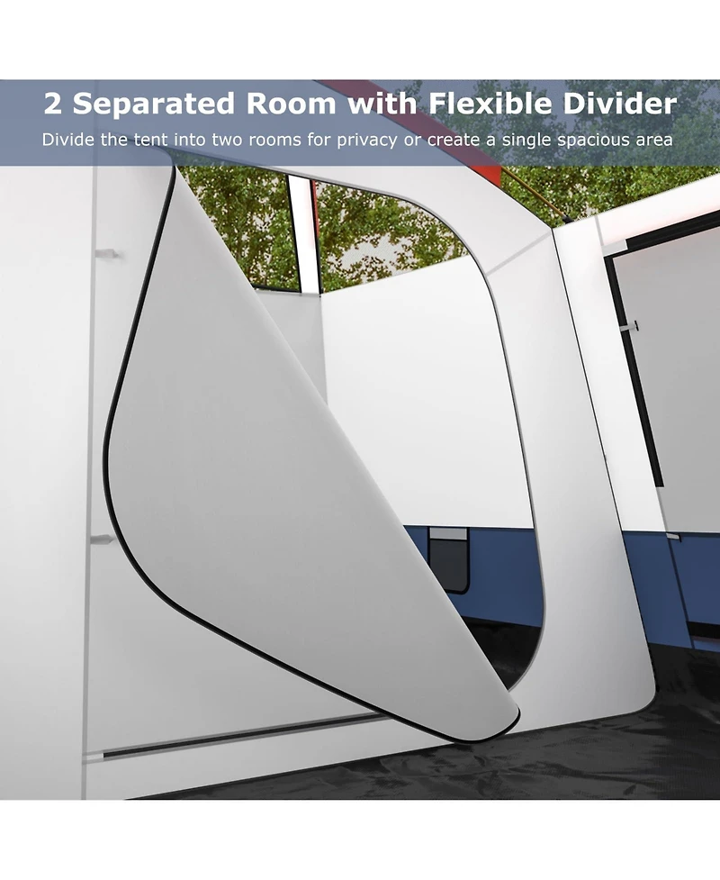 6-8 Person Camping Tent with Double Rooms and 2 Doors