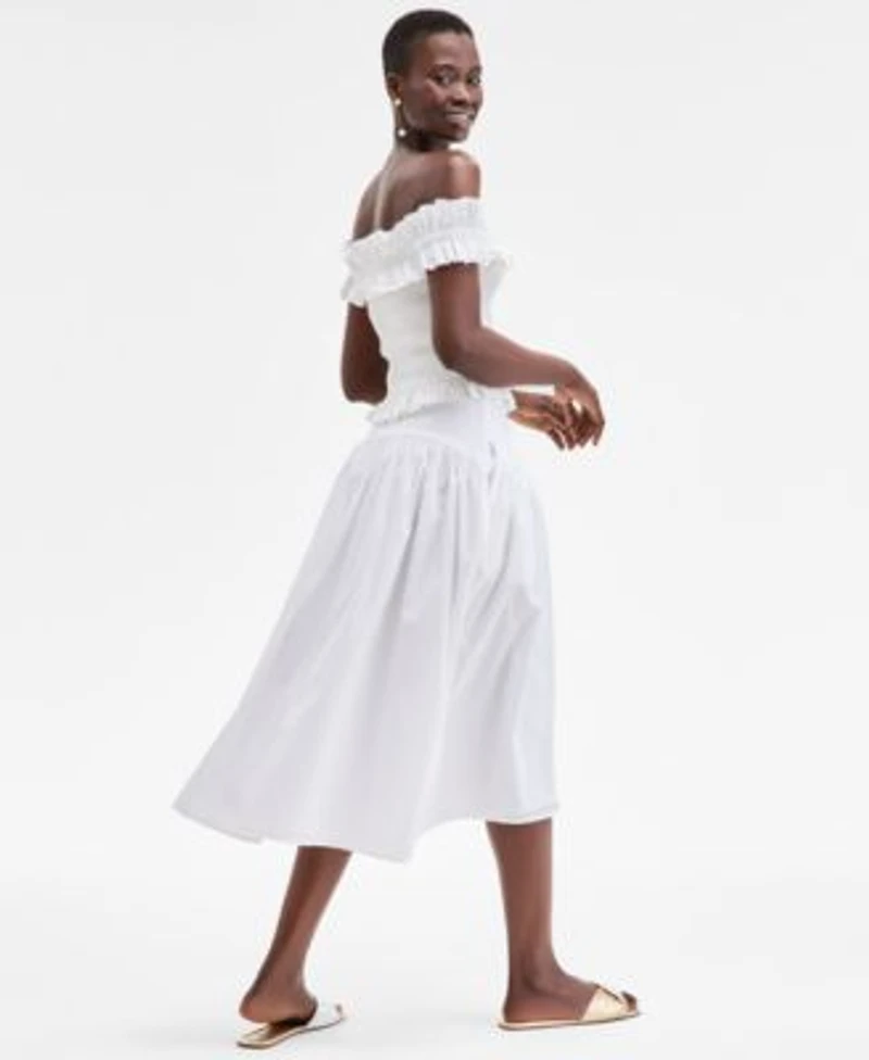 On 34th Womens Off The Shoulder Smocked Top Drop Waist Midi Skirt Exclusively At Macys