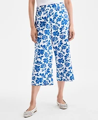 Style & Co Petite Floral Spark Printed Cotton Cropped Pants, Exclusively at Macy's