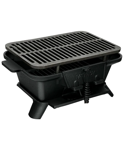 Portable Hibachi Grill, Double-sided Cast Iron Grill with Air Regulating Door & Fire Gate, Grate Lifter, Ideal for Outdoor Picnic, Camping & Backyard
