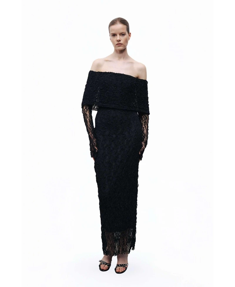 Nocturne Women's Off-The Shoulder Lace Maxi Dress