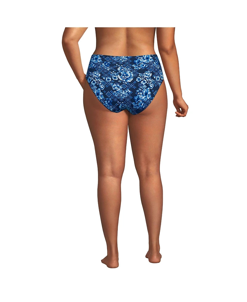 Lands' End Plus Seamed High Waisted Bikini Bottoms