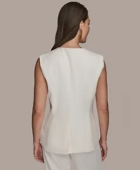 Donna Karan New York Women's Linen-Blend Collarless Vest