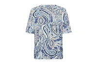 Olsen Women's Paisley Split V-Neck T-Shirt