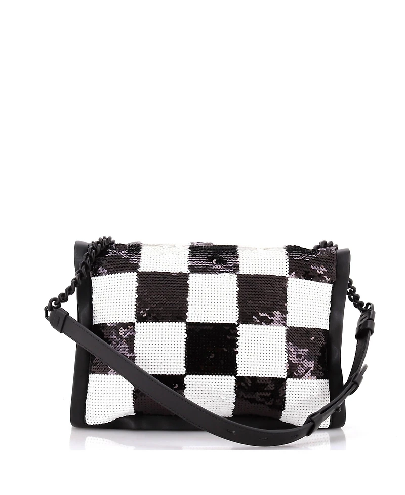 Pre-Owned Salvatore Ferragamo Small Viva Bow Flap Bag Sequin Embellished Leather