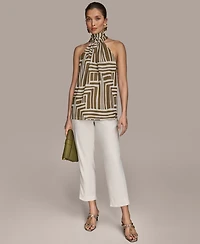 Donna Karan New York Women's High-Neck Printed Halter Top, Regular & Petite