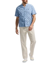 Men's Sonix Relaxed Fit Short Sleeve Wave Print Button-Front Camp Shirt
