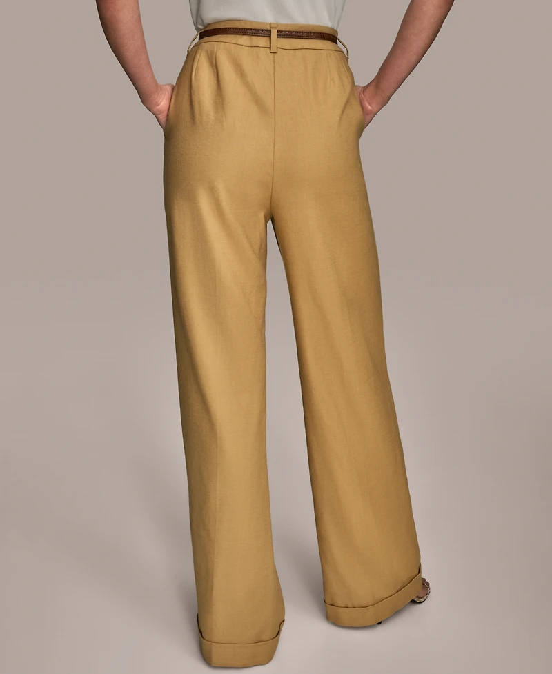 Donna Karan New York Women's Linen-Blend Wide-Leg Pants, Regular & Petite