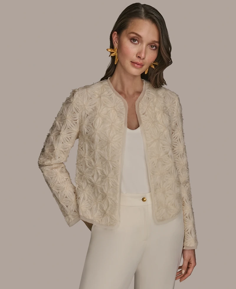 Donna Karan New York Women's Collarless Rosette Jacket