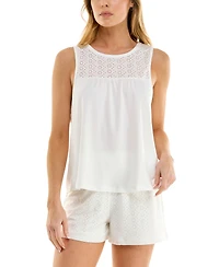 Roudelain Women's Eyelet Tank Top & Short Pajama Set