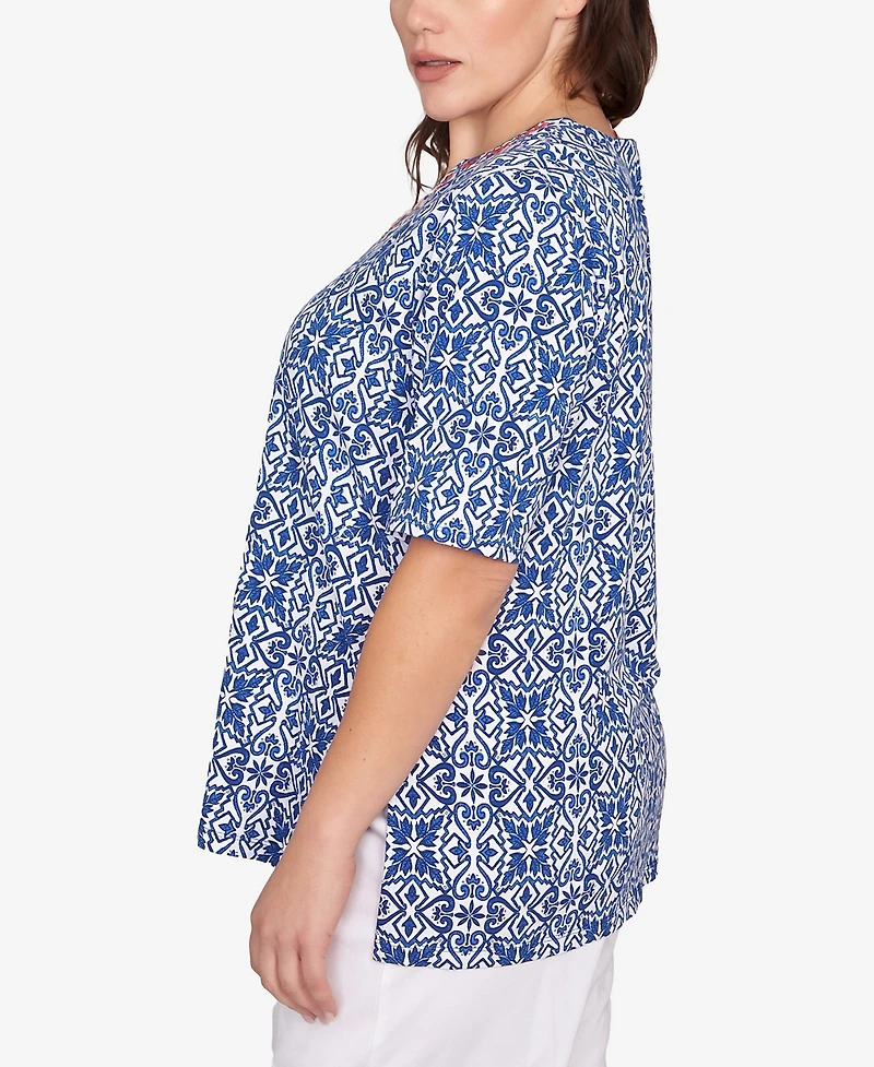 Ruby Rd. Plus Pacific Medallions Embellished Knit Top