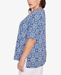 Ruby Rd. Plus Pacific Medallions Embellished Knit Top