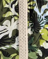 On 34th Women's Leaf-Print Crochet-Trim Wide-Leg Pants, Exclusively at Macy's
