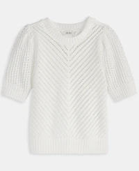 On 34th Women's Diagonal-Knit Puff-Sleeve Sweater, Exclusively at Macy's