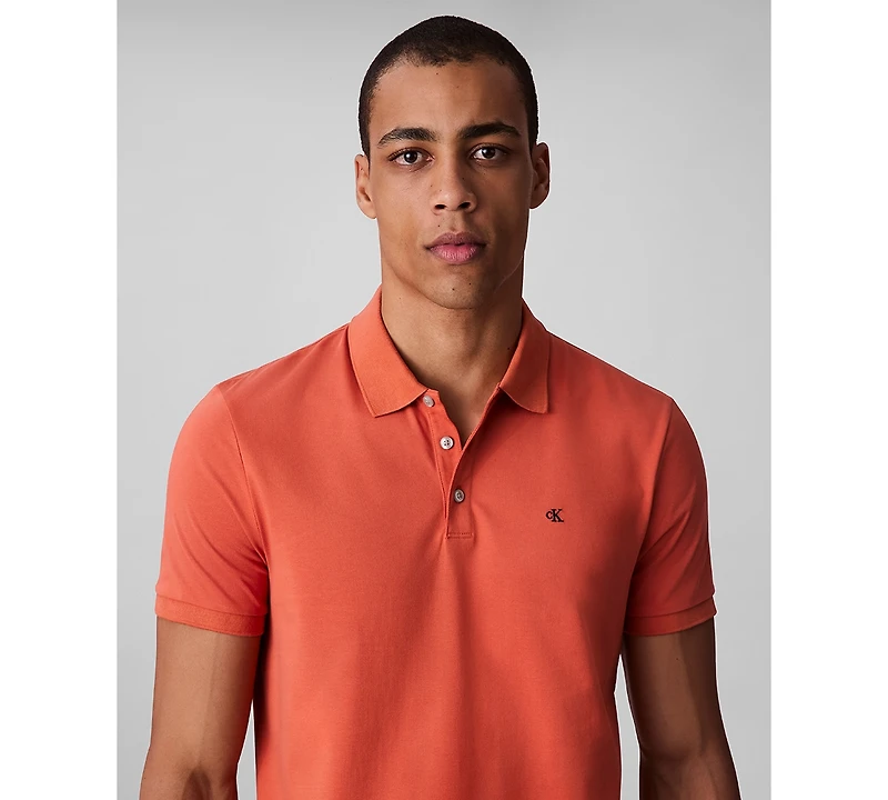 Calvin Klein Men's Regular-Fit Smooth Cotton Monogram Logo Polo Shirt