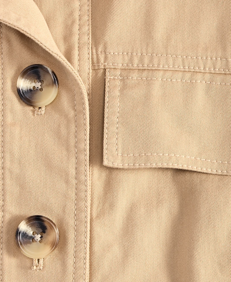 On 34th Women's Puff-Shoulder Twill Swing Jacket, Exclusively at Macy's