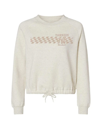 Soft as a Grape Women's Natural New York Yankees Tonal Checkered Sweatshirt