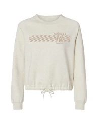 Soft as a Grape Women's Natural New York Yankees Tonal Checkered Sweatshirt