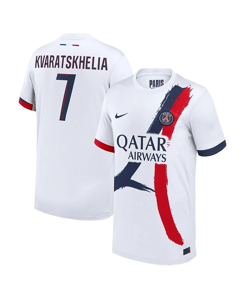 Nike Big Boys and Girls Khvicha Kvaratskhelia White Paris Saint-Germain 2024/25 Away Replica Player Jersey