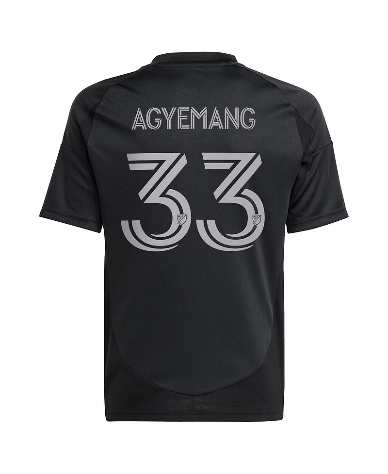 Adidas Big Boys and Girls Patrick Agyemang Black Charlotte Fc 2025 Fortress Kit Replica Player Jersey