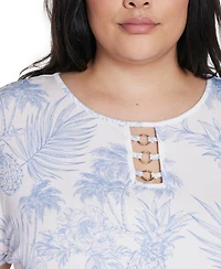 Belldini Plus Pineapple Print Knit Top