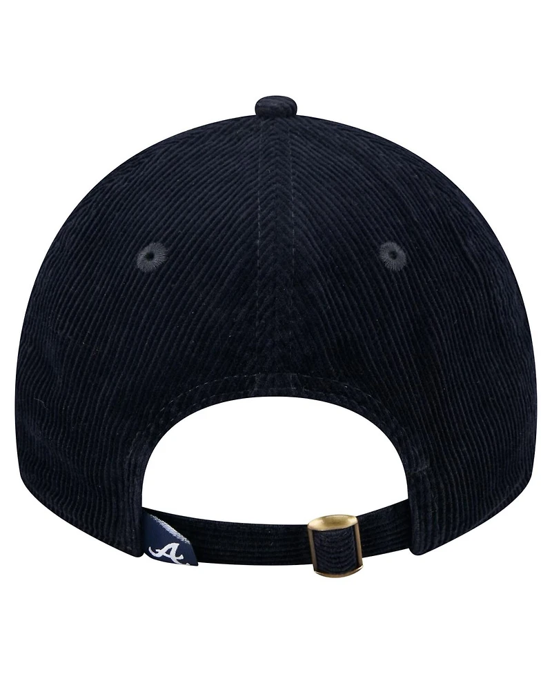 New Era Women's Navy Atlanta Braves Corduroy 9TWENTY Adjustable Hat