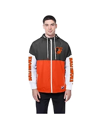 New Era Men's Orange/Black Baltimore Orioles Color Block Full-Zip Hoodie Windbreaker Jacket