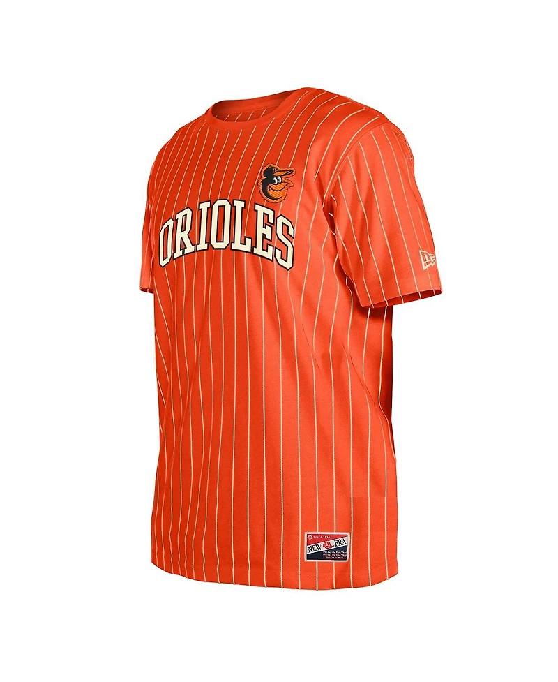 New Era Men's Orange Baltimore Orioles Throwback Pinstripe T-Shirt