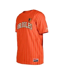 New Era Men's Orange Baltimore Orioles Throwback Pinstripe T-Shirt