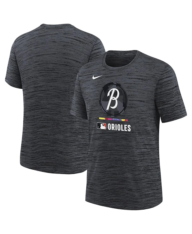 Nike Big Boys and Girls Black Baltimore Orioles Authentic Collection City Connect Velocity Performance T-Shirt