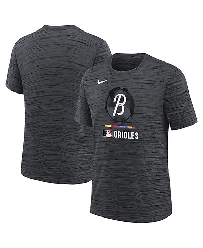 Nike Big Boys and Girls Black Baltimore Orioles Authentic Collection City Connect Velocity Performance T-Shirt